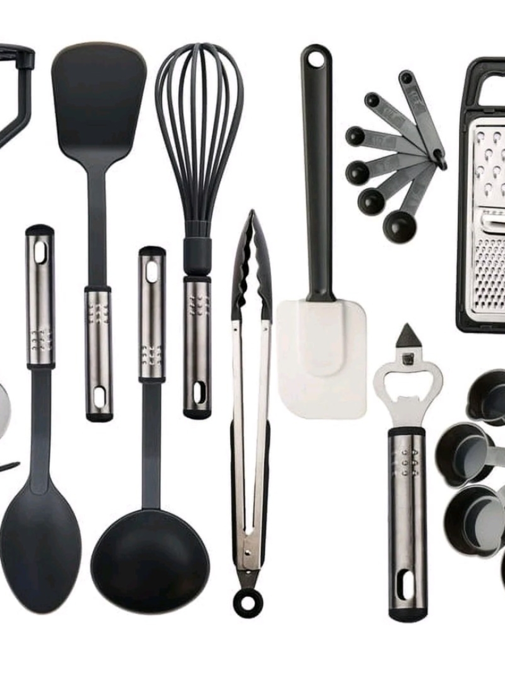 Kitchen Utensil Set - 15-Piece Black and Stainless Steel Home Kitchen Tools